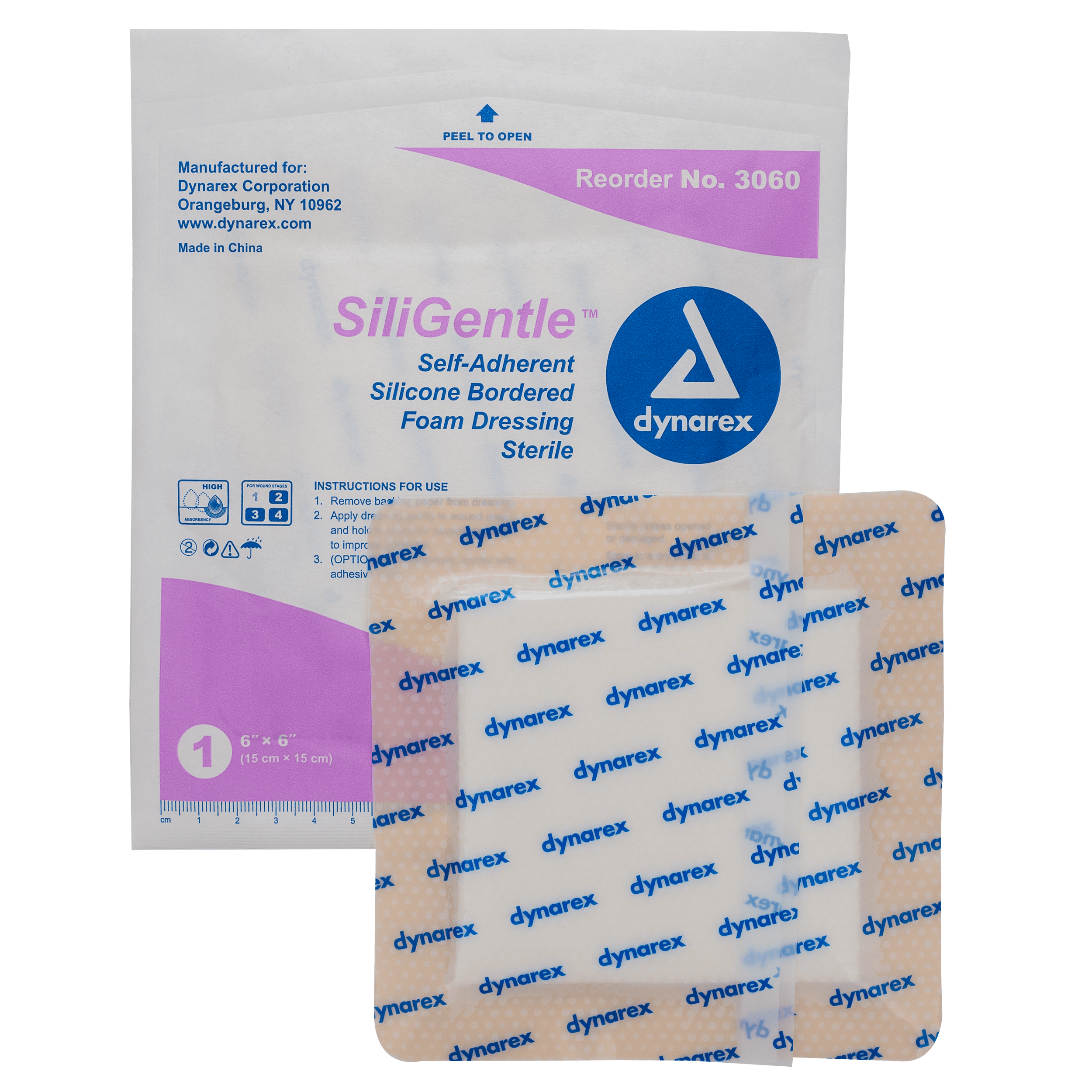 SiliGentle™ Silicone Bordered Foam Dressings - 6 x 6in