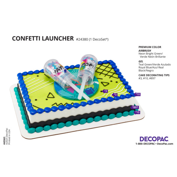 Confetti Launcher Cake Decorating Instruction Card