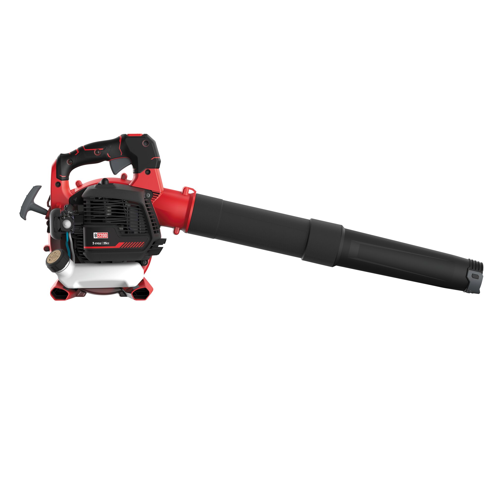 Left profile of 25 C C 2 cycle gas leaf blower.
