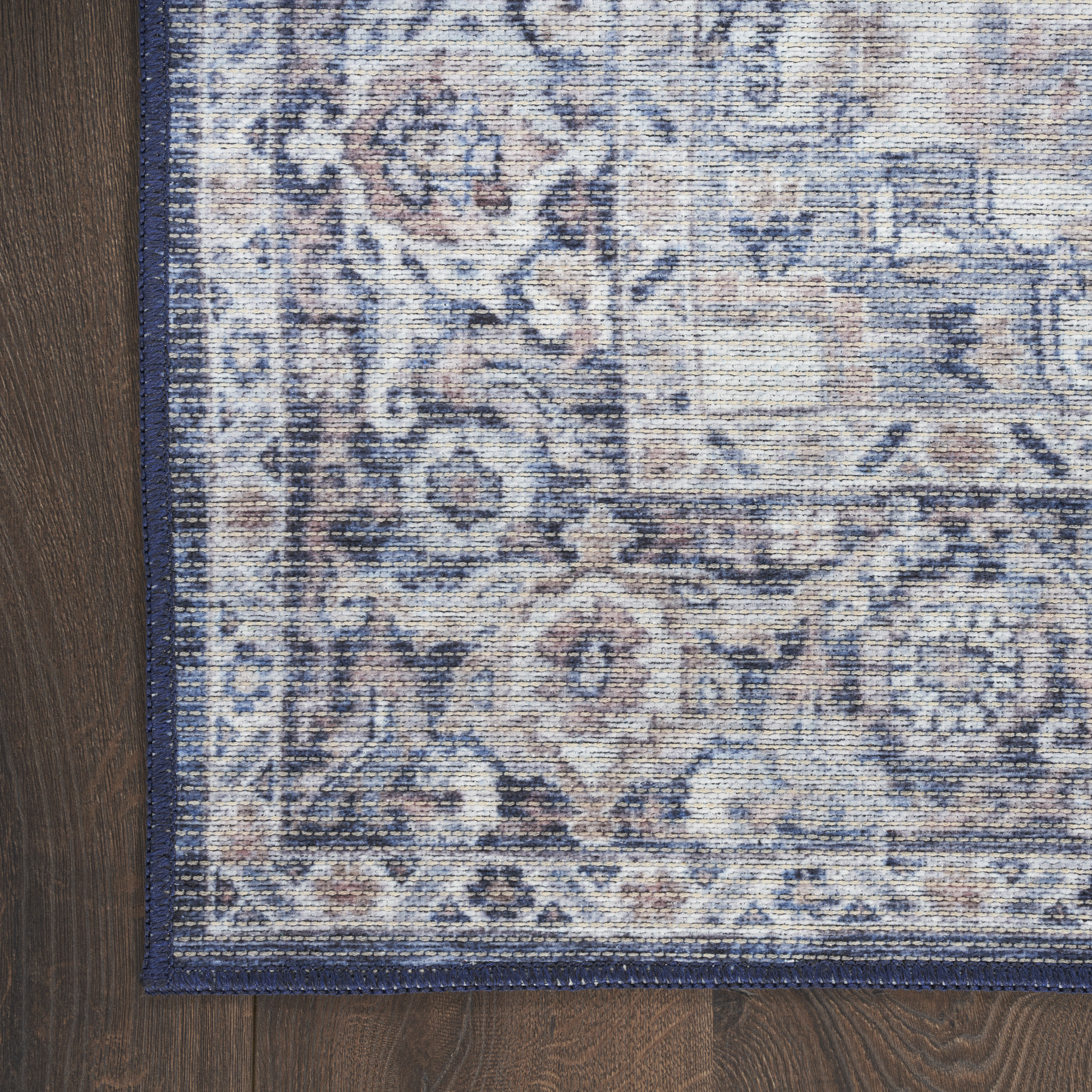Nourison New Concept Washables 2'2" x 8' Ivory Navy Vintage Indoor Rug