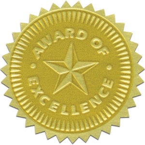 Gold Foil Embossed Seals, Award of Excellence