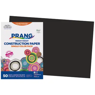 Prang (Formerly SunWorks) Construction Paper, Black, 24" x 36", 50 Sheets