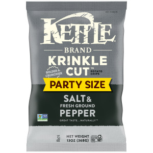 Kettle Brand Potato Chips, Krinkle Cut, Salt & Ground Pepper Kettle Chips, Party Size, 13 Oz