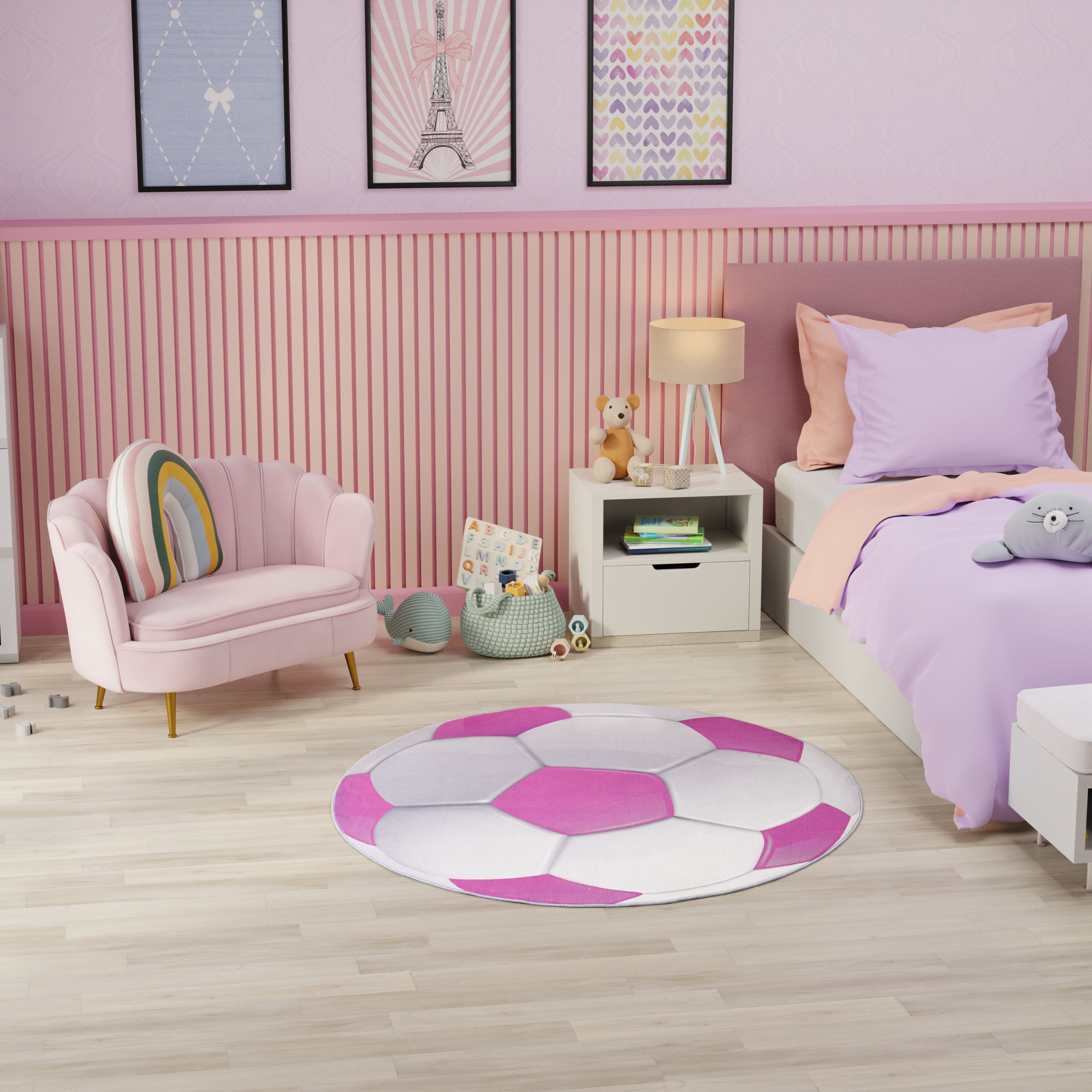 Nourison Imagination 5' x Round Pink Kids Indoor Rug