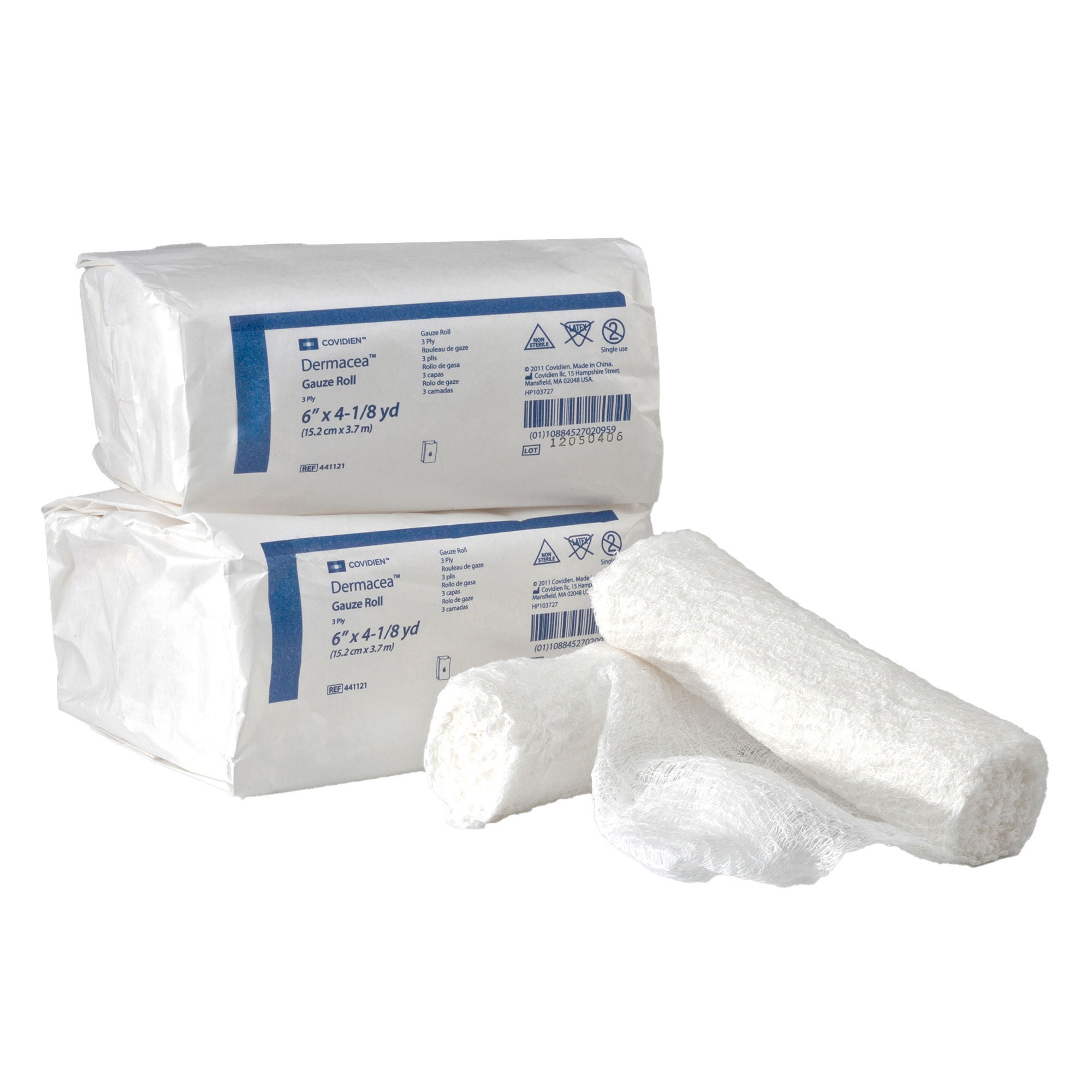 Dermacea™ Fluff Bandage Roll, 6 Inch x 4-1/8 Yard, Three-Ply