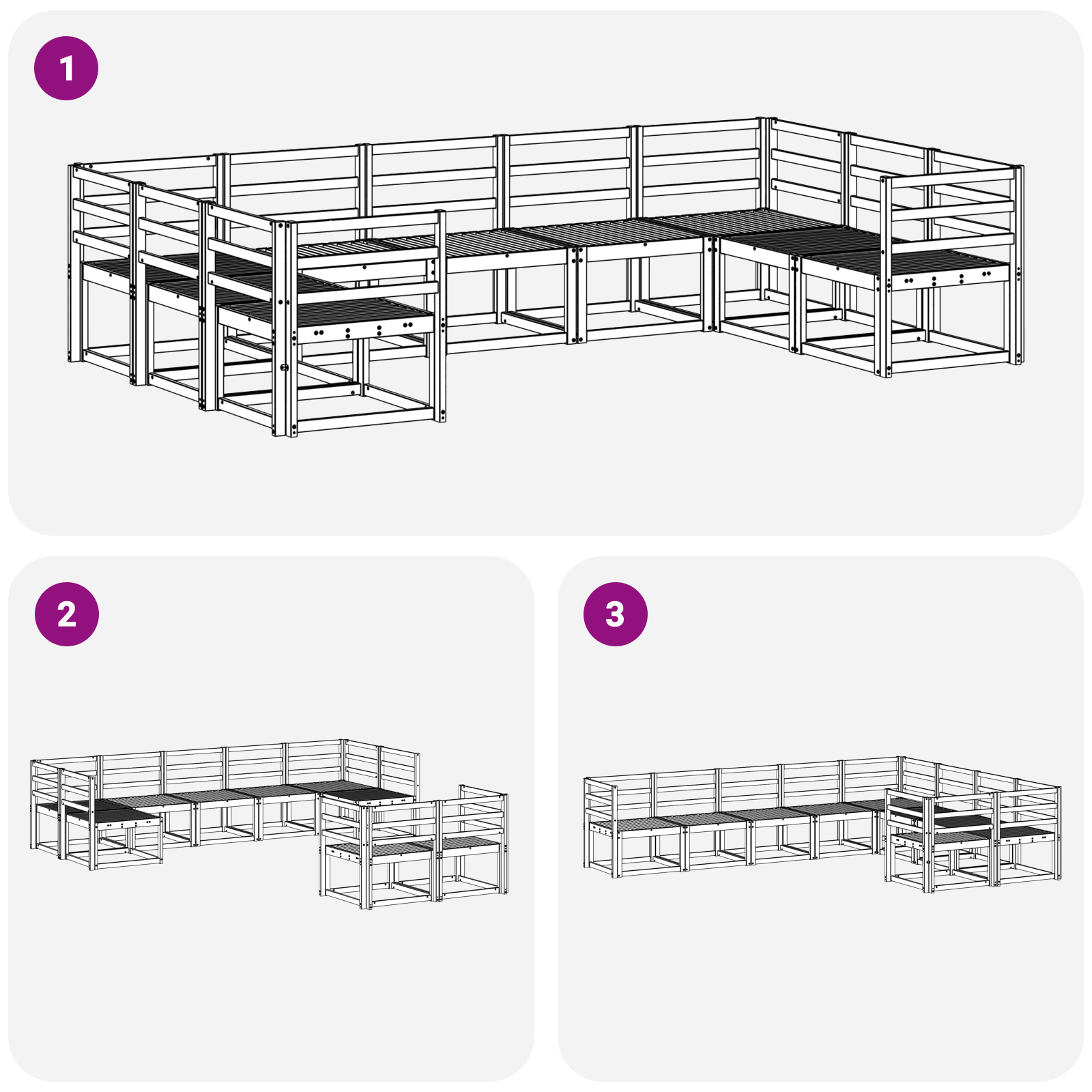 Buiten bankenset 9 pcs Wit Massief Acaciahout image 5