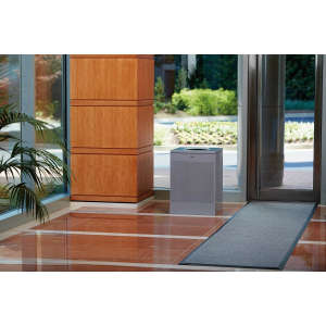 Rubbermaid Commercial, Silhouettes, 40 gal, Metal, Silver, Square, Receptacle