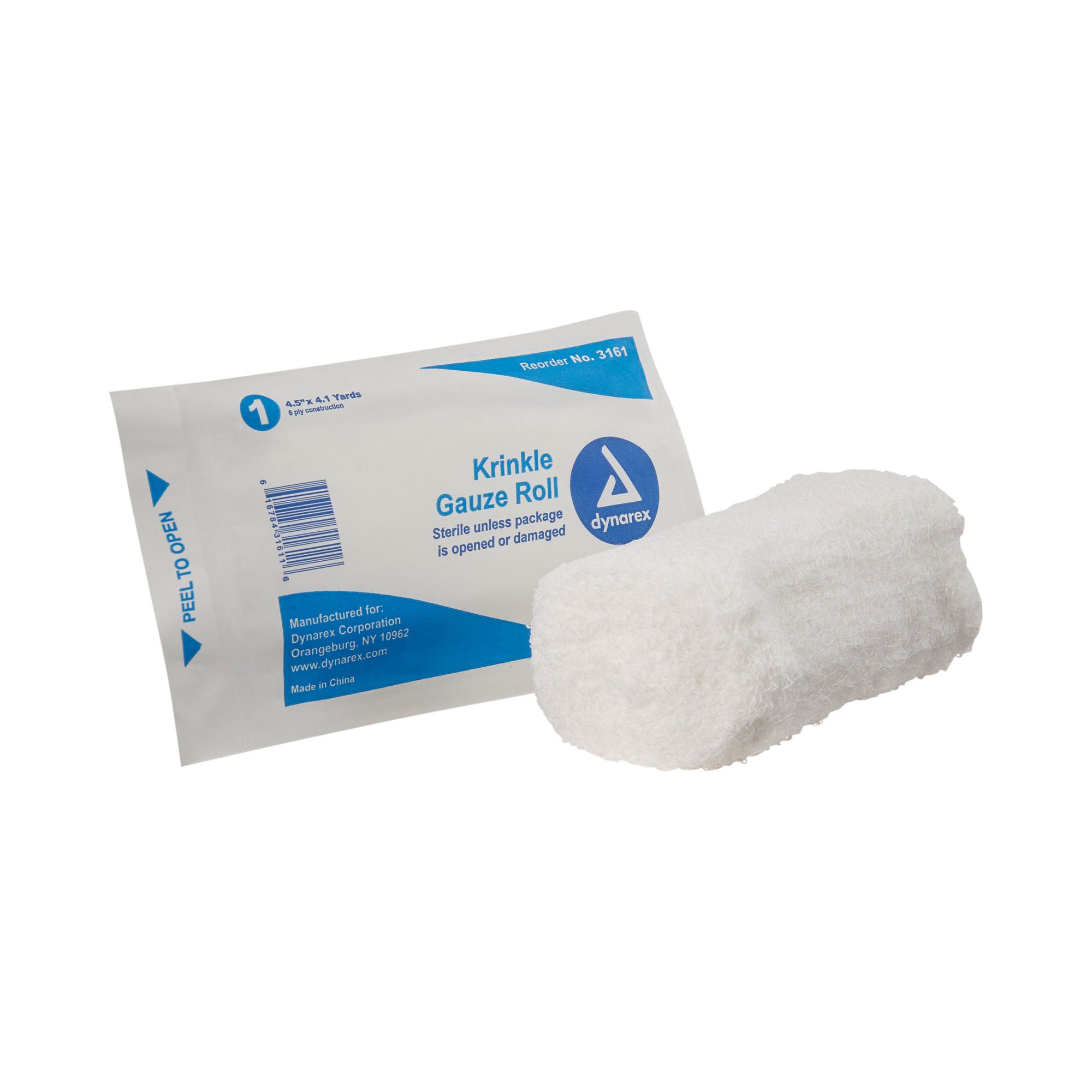 dynarex® Sterile Fluff Bandage Roll, 4-1/2 Inch x 4-1/10 Yard, Six-Ply
