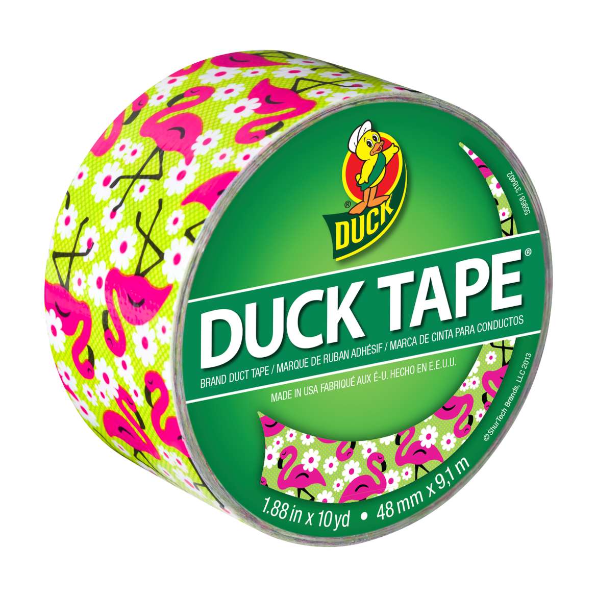 Printed Duck Tape® Brand Duct Tape - Flamingo, 1.88 in. x 10 yd. Image