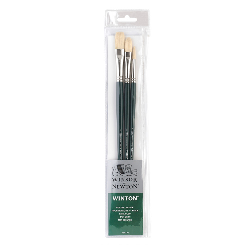 Winton Oil Brushes, Long Handle, Set of 3