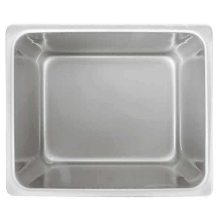 Half-size 8-inch-deep Super Pan® heavy-duty stainless steel steam table pan with flat corners