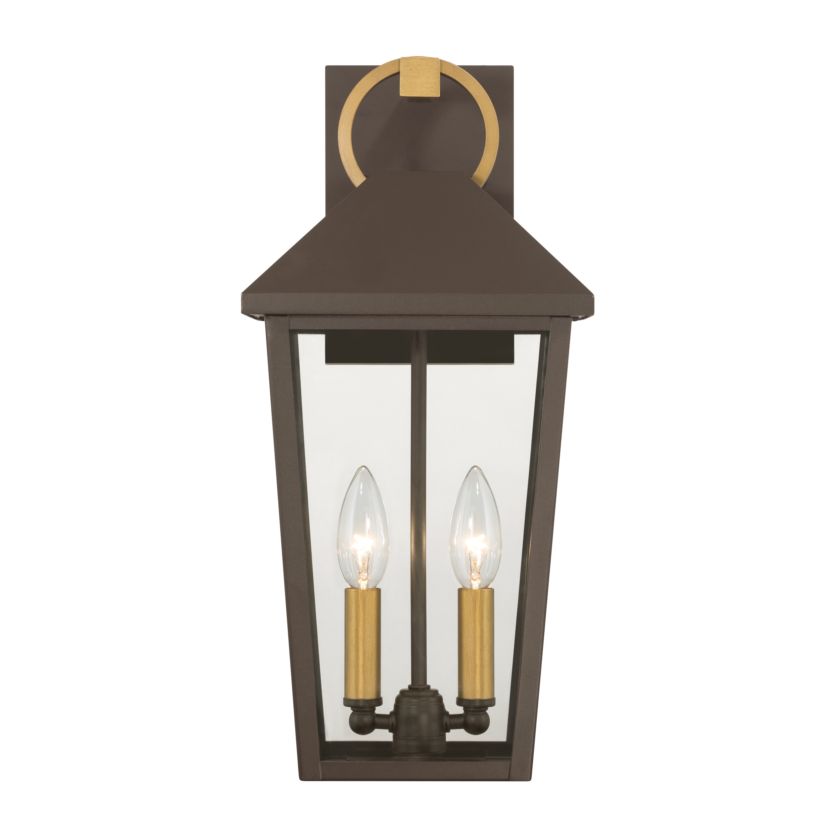 2-Light Outdoor Wall Lantern - Legacy Brass and Dark Bronze with Clear Glass - alternate view