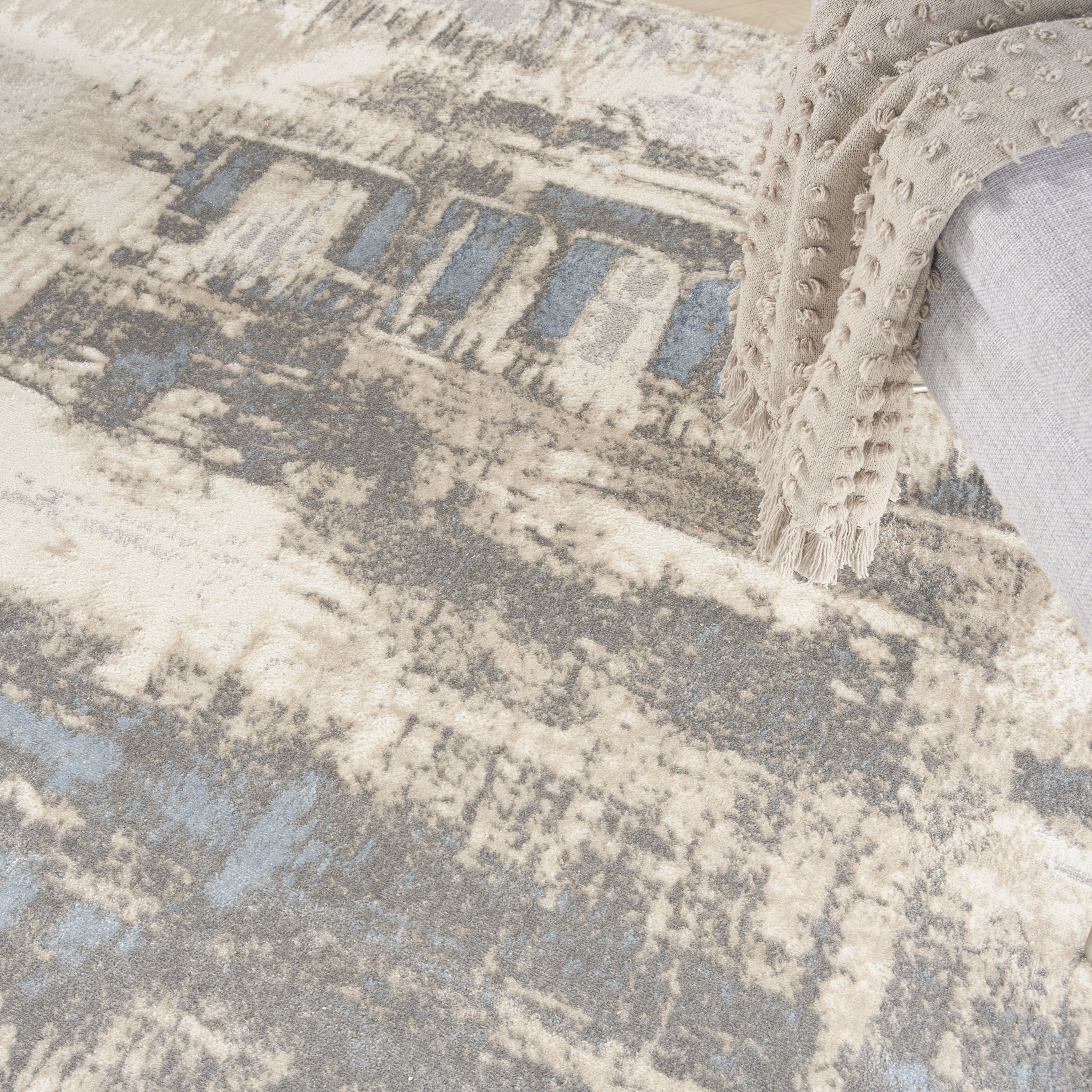 Nourison Solace 8' x 10' Ivory Grey Blue Modern Indoor Rug