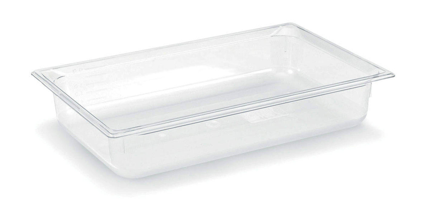 Full-size 2 ½-inch-deep Super Pan® clear low-temperature plastic pan