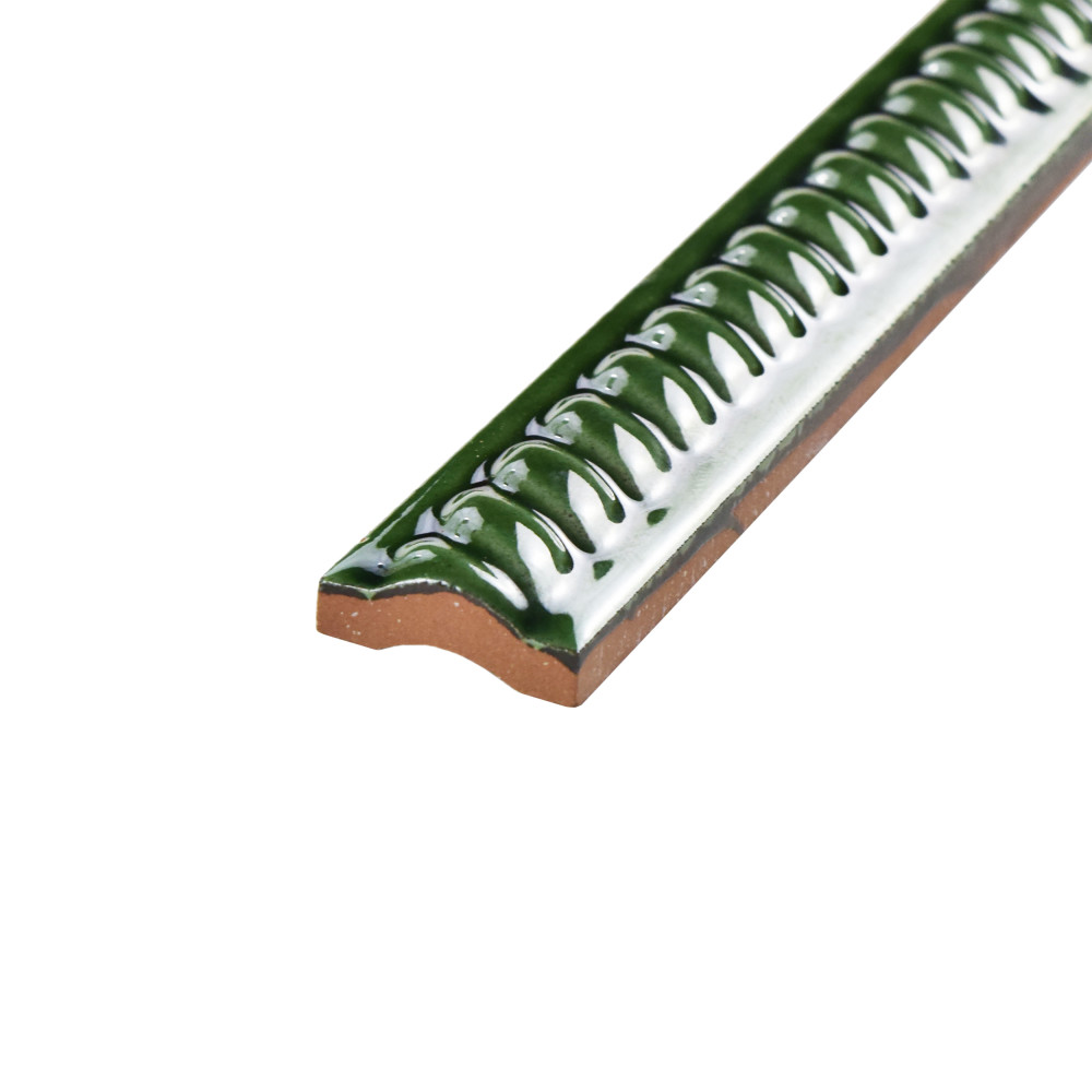 Trenza Moldura Verde 1 in. x 7-7/8 in. Ceramic Wall Trim
