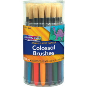 Colossal Brushes, Round, Assorted Colors, 7.25" Long, 30 Brushes