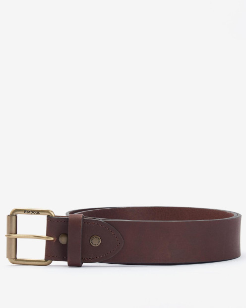 Contrast Leather Belt Olive-Brown