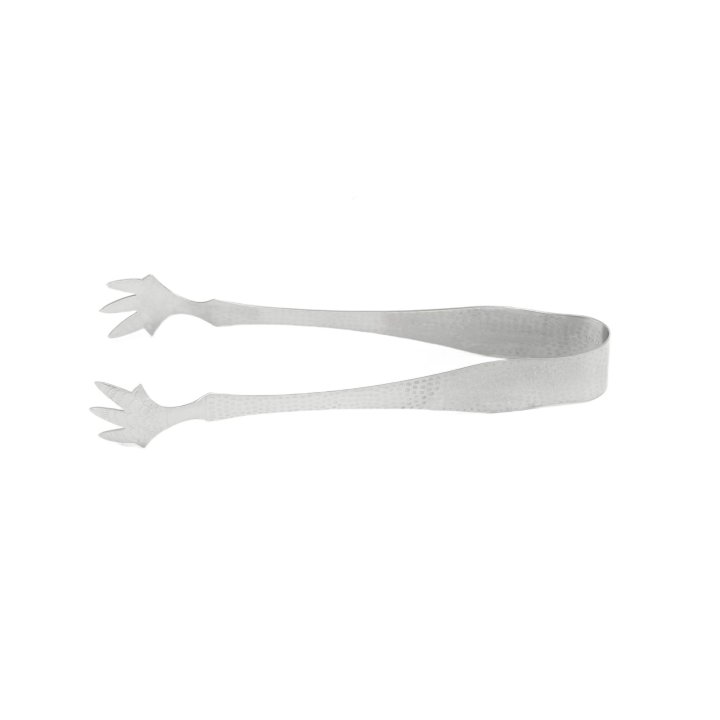 6 ¼-inch stainless steel ice tongs in hammered finish