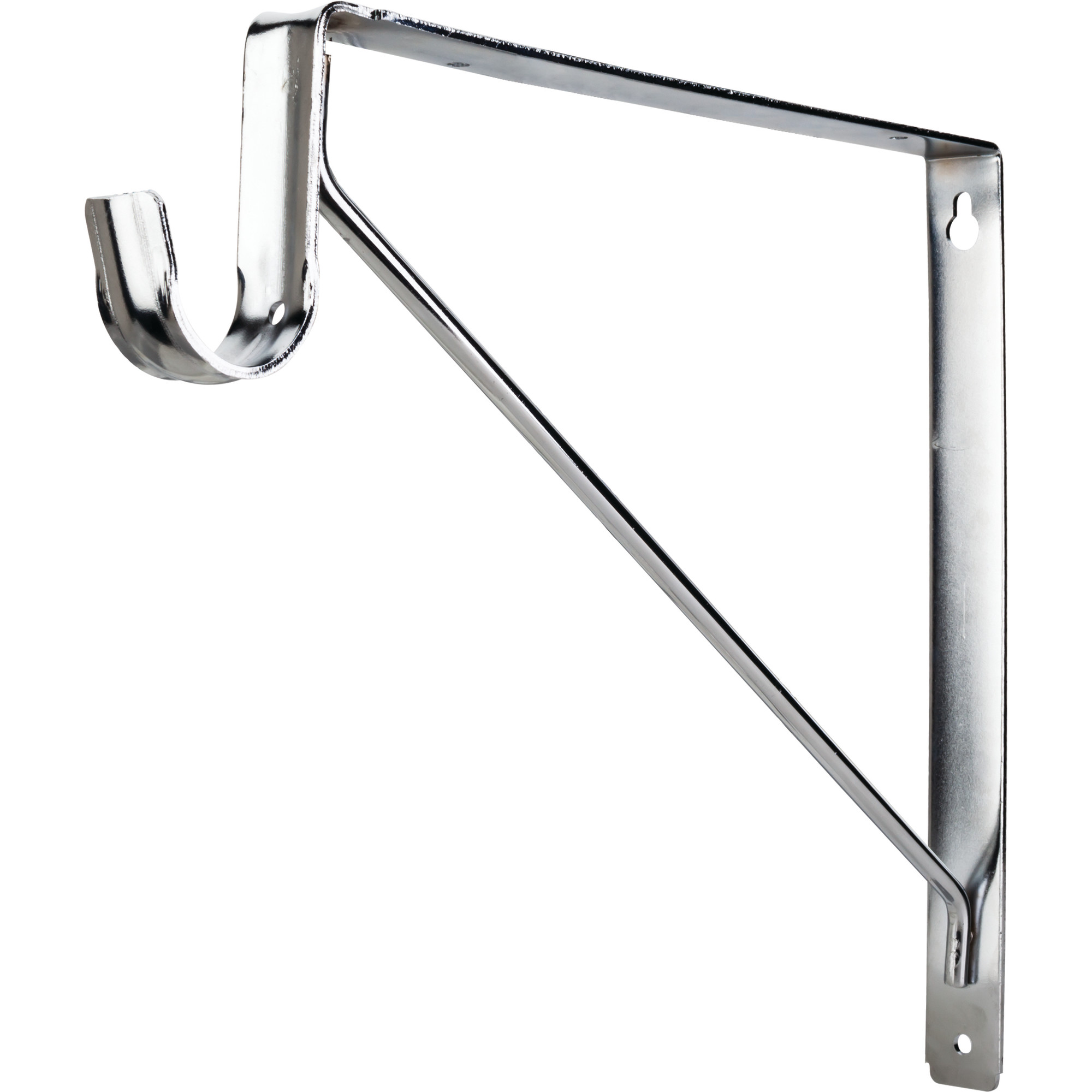 Chrome Shelf Bracket with Rod Support for 1-5/16