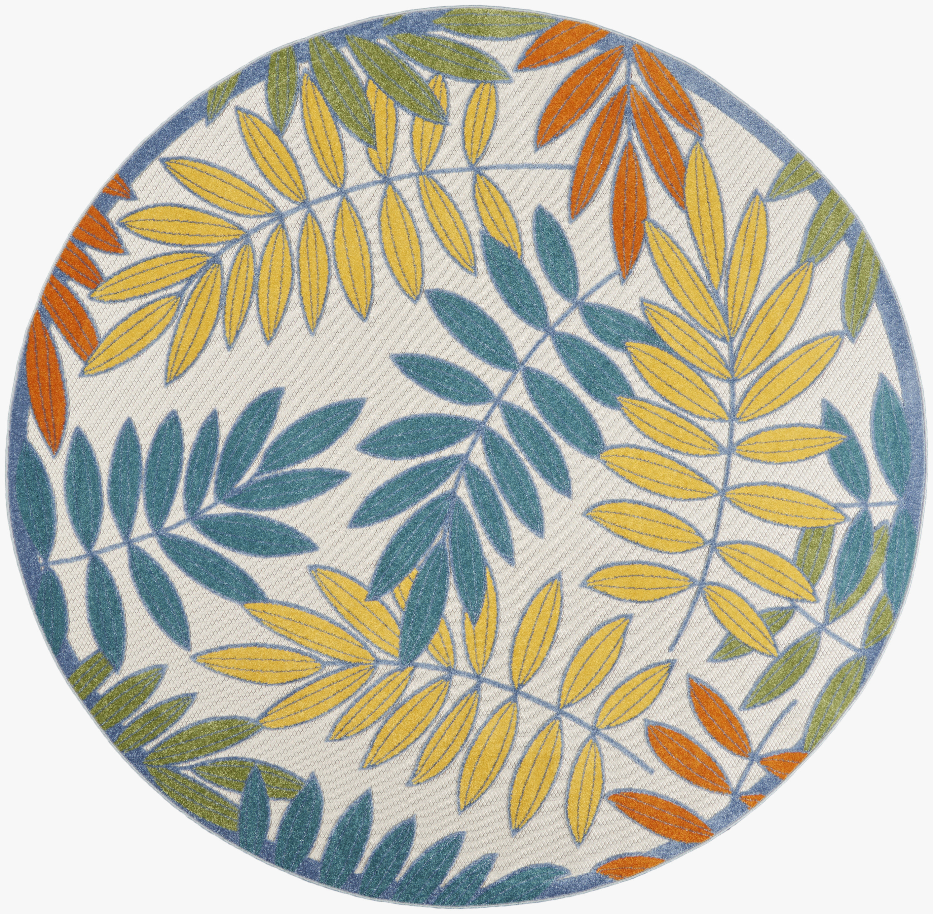 Nourison Aloha 7'10" x Round Ivory Multicolor Tropical Rug