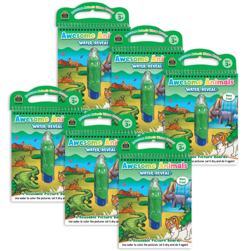 Awesome Animals Water Reveal Book, 6 Sets