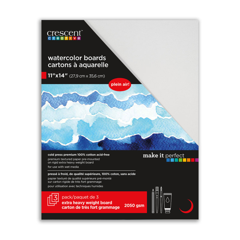 Cold Press Watercolor Board, 11 x 14 in, White, 3-Pack