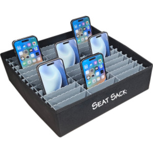 Tabletop Cell Phone Storage Tray, 36 Slots, Black/Gray