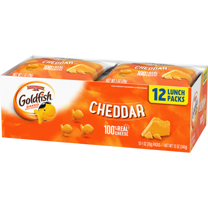 Goldfish® Cheddar Crackers, 12 count box, 1 oz, bag - Right Angle Image