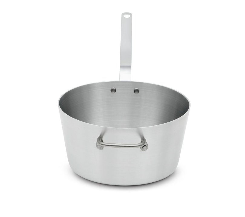 7-quart Wear-Ever® tapered aluminum saucepan with natural finish and plated handle