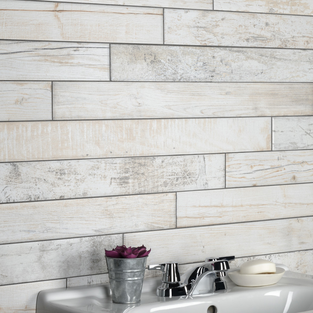 Melvin White 2-7/8 in. x 26-1/2 in. Porcelain Floor and Wall Tile