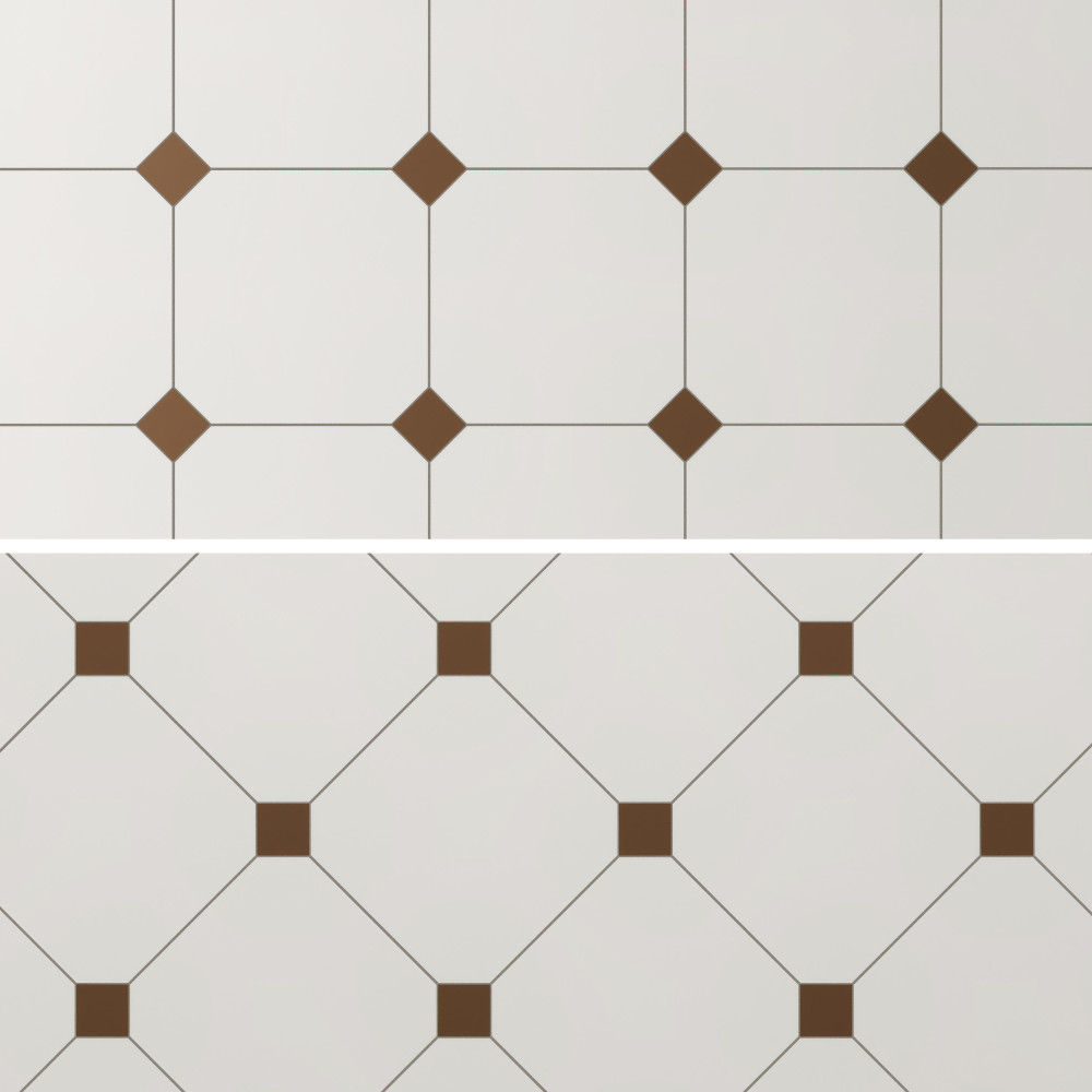 Vaudeville Octagon Nacar with Taco Marron 7-7/8 in. x 7-7/8 in. Porcelain Floor and Wall Tile