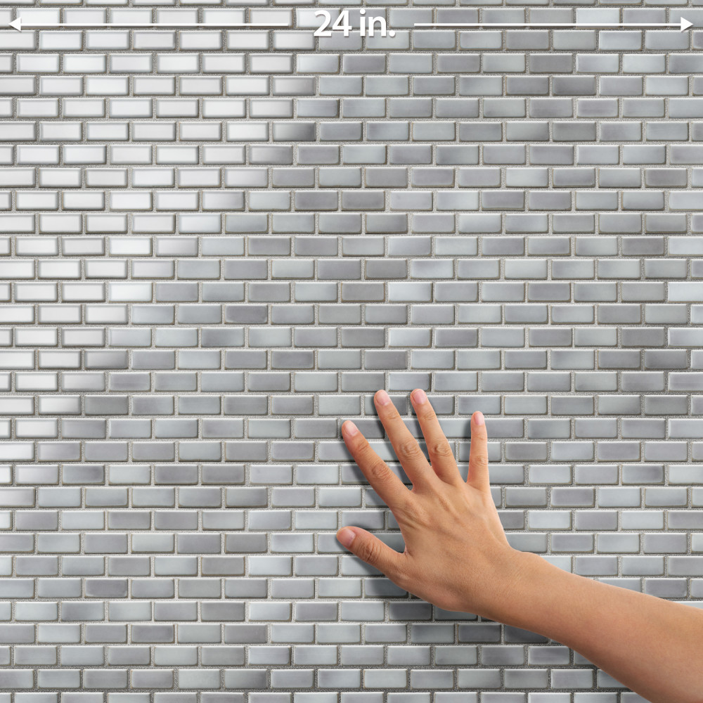 Hudson Subway Grey Eye 11-3/4 in. x 12 in. Porcelain Mosaic Tile