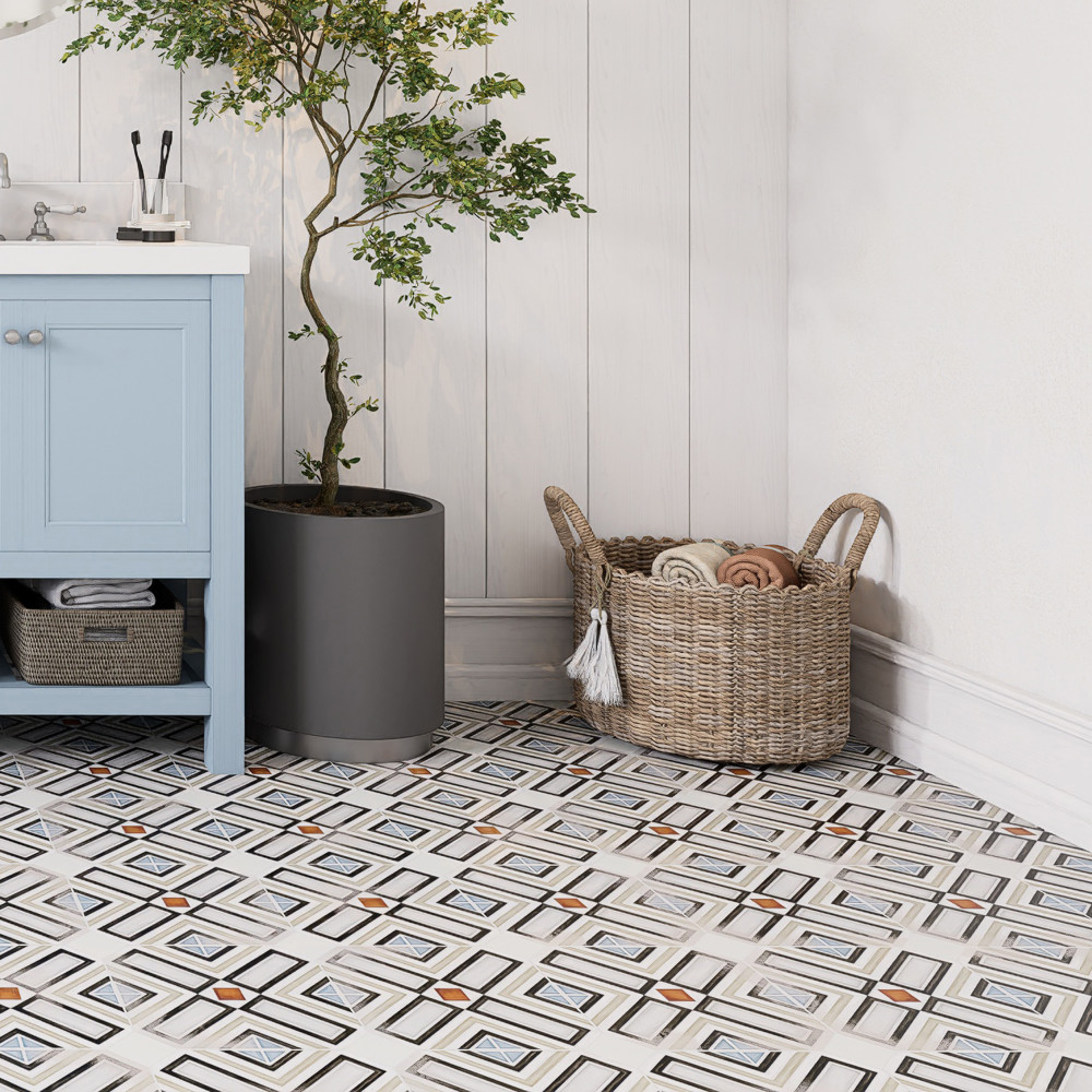 Vaudeville Octagon Deco Ritter with Taco Nacar 7-7/8 in. x 7-7/8 in. Porcelain Floor and Wall Tile