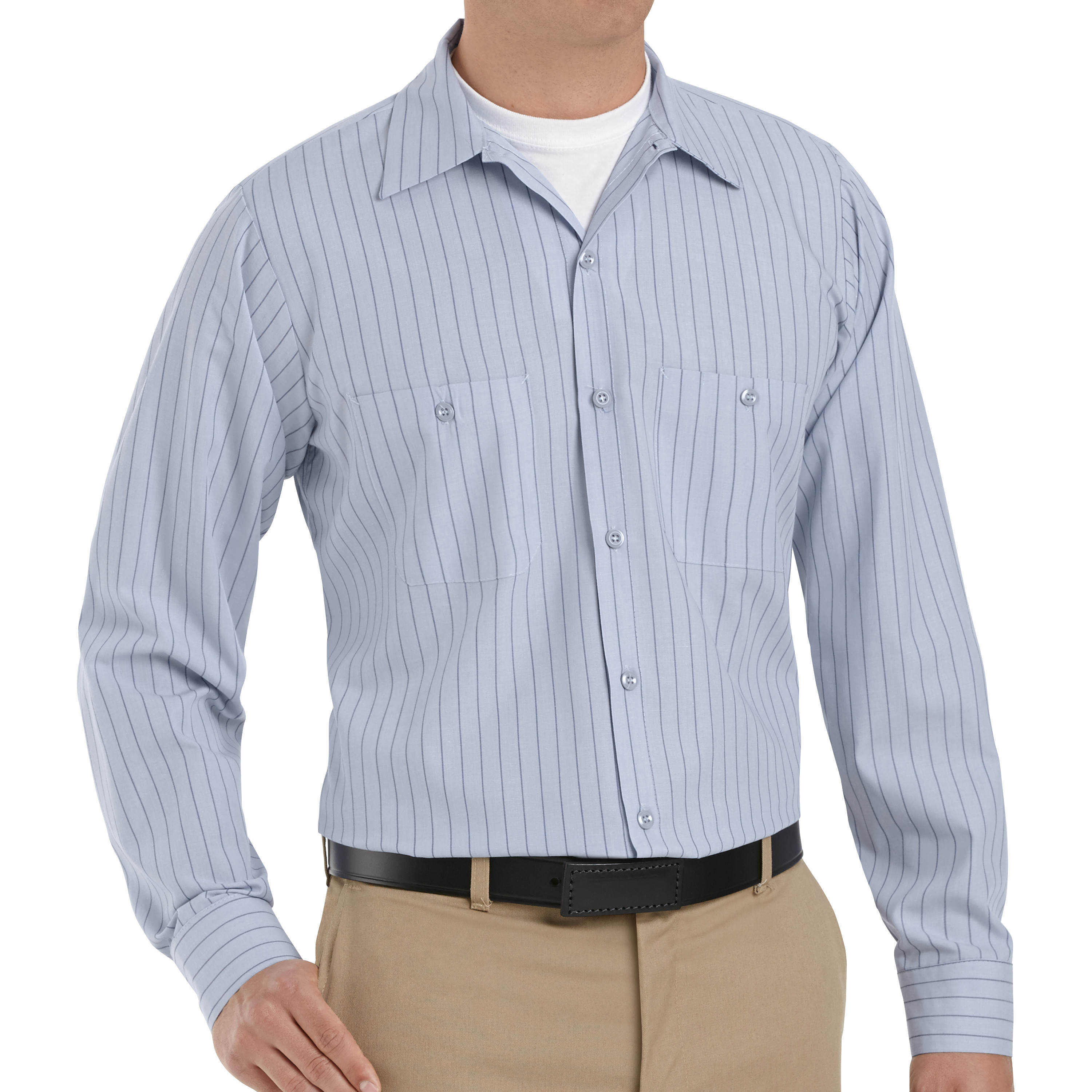 Red Kap Men's Long Sleeve Industrial Striped Work Shirt - Picture 12 of 19