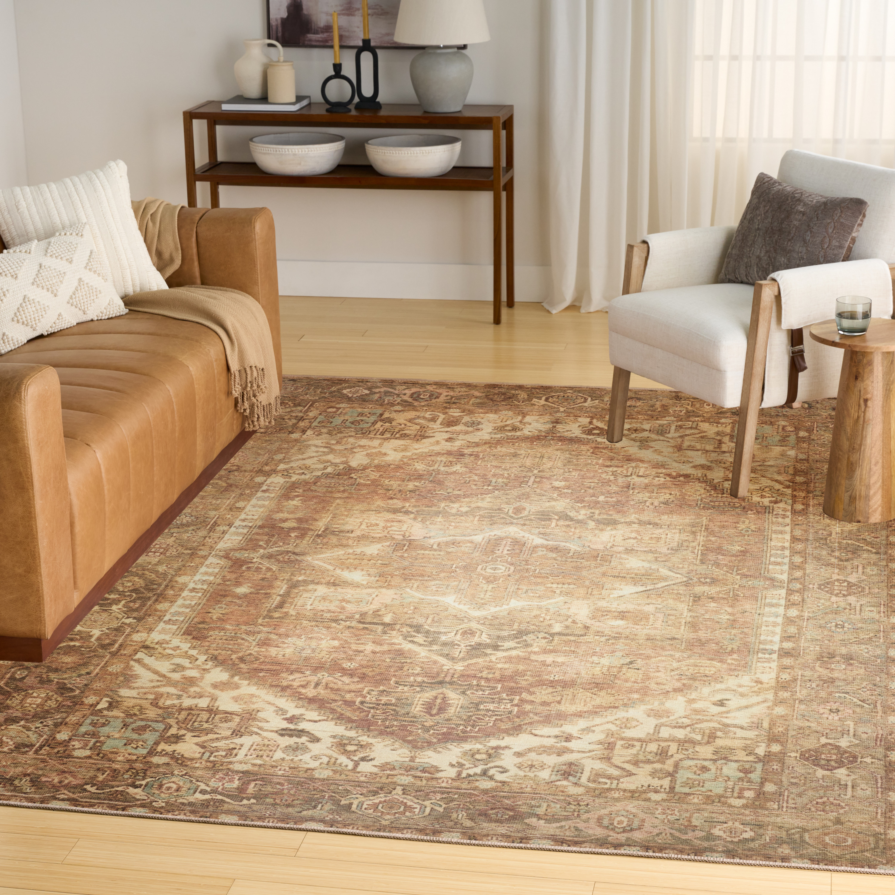 Nourison Vintage Washables 7'10" x 9'10" Gold Vintage Indoor Rug