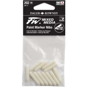 FW Ink Marker Replacement Nibs, Medium Round Tip, 2-4 mm, 12 Count