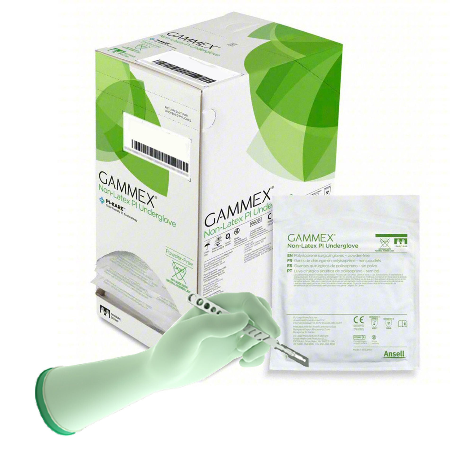 Gammex® Non-Latex PI Polyisoprene Surgical Underglove, Size 7, Green