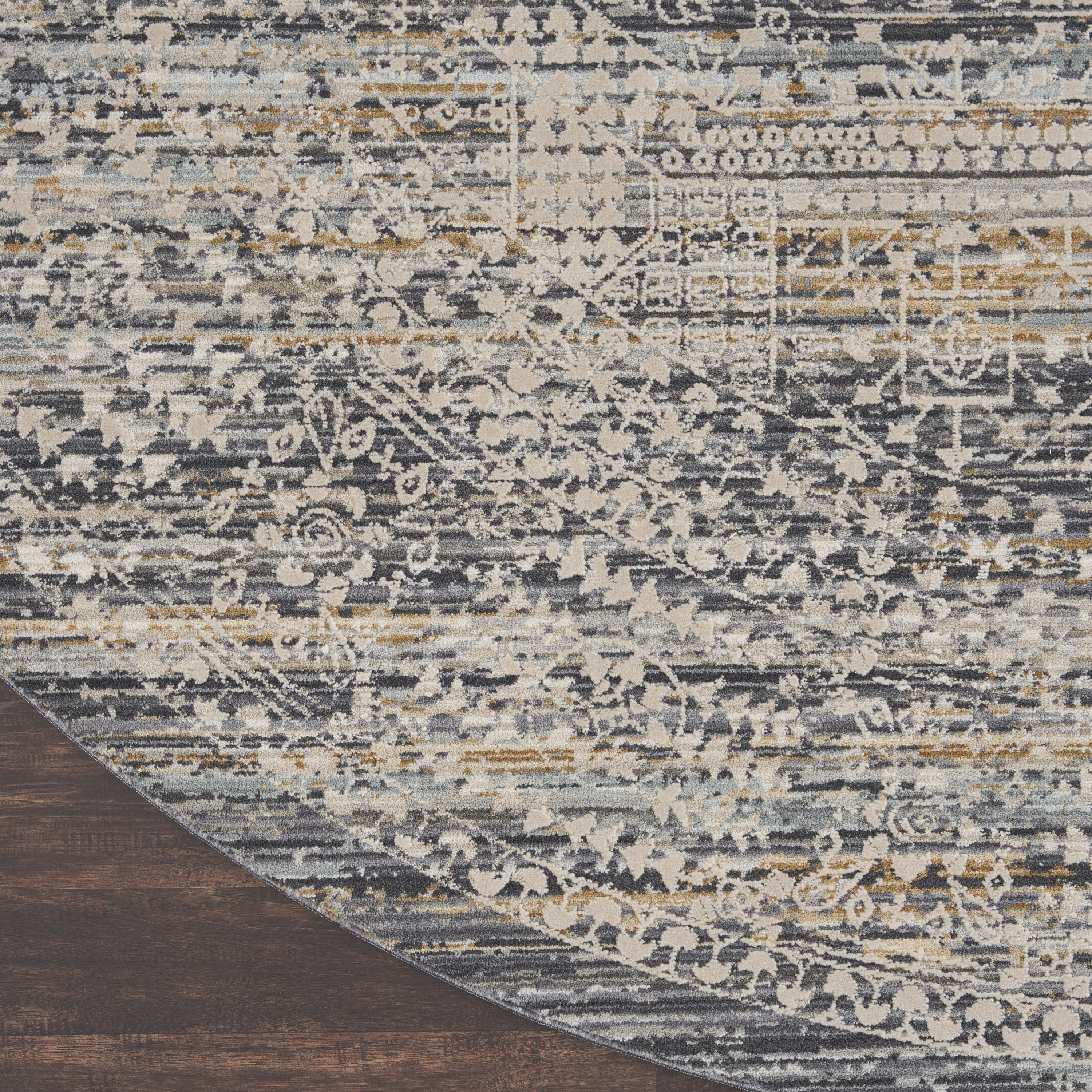 Nourison Lynx 7’10” x Round Ivory Slate Vintage Indoor Rug