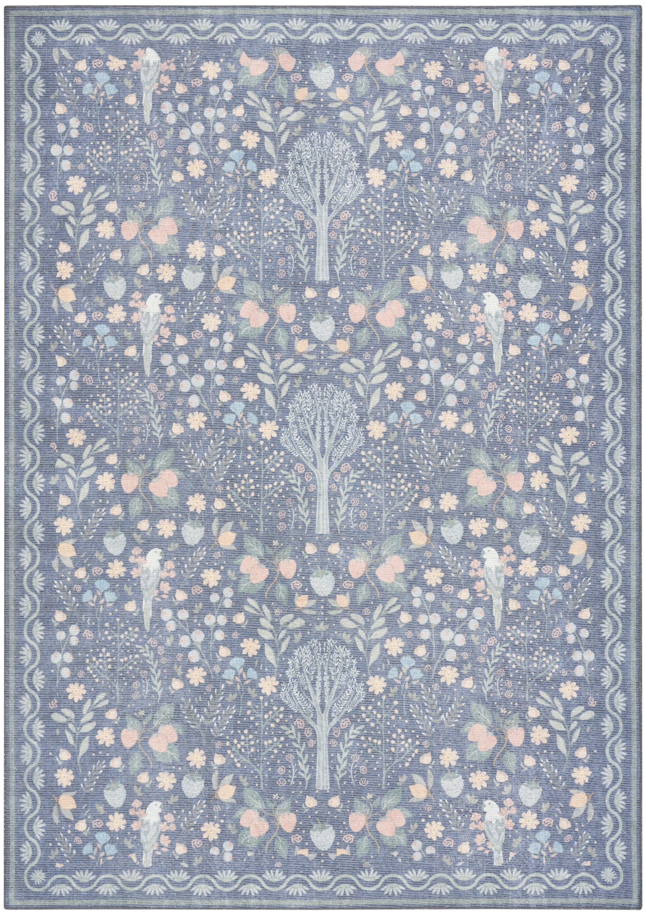 Nourison Botanical Washables 5' x 7' Blue Multicolor Modern Indoor Rug
