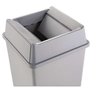 Rubbermaid Commercial, Untouchable, Square, Resin, 35 gal, Gray, Receptacle Lid