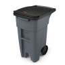Rubbermaid Commercial, BRUTE, Rollout, 32 gal, Resin, Gray, Rectangle, Receptacle