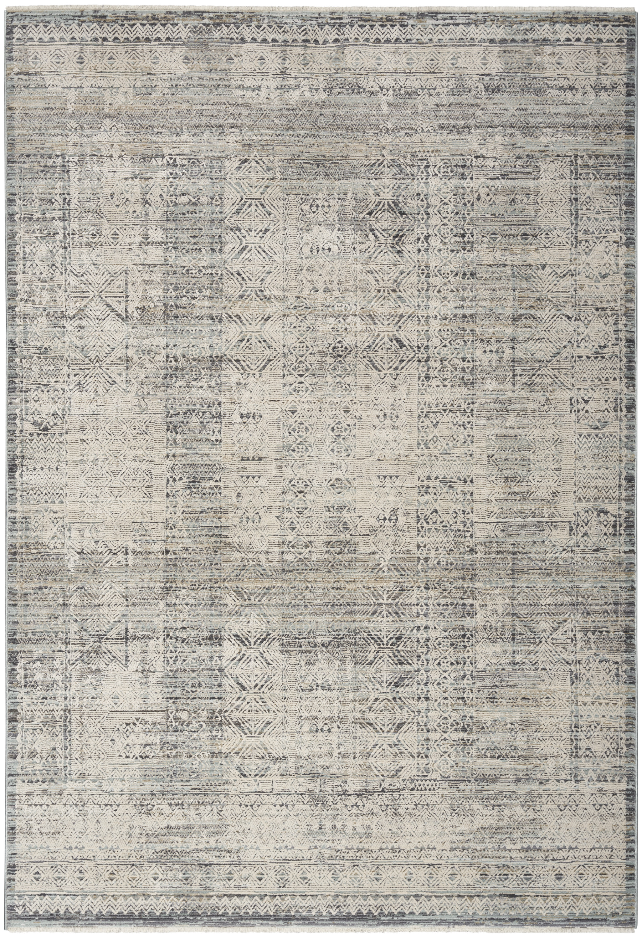 Nourison Lynx 5'3" x 7'10" Ivory Blue Vintage Indoor Rug