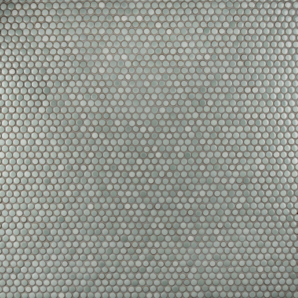 Hudson Penny Round Mint Green 11-7/8 in. x 12-5/8 in. Porcelain Mosaic Tile