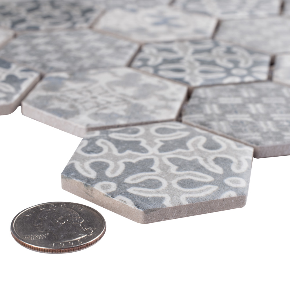 Medley 2″ Hex Slate Blue 11-1/8 in. x 12-5/8 in. Porcelain Mosaic Tile