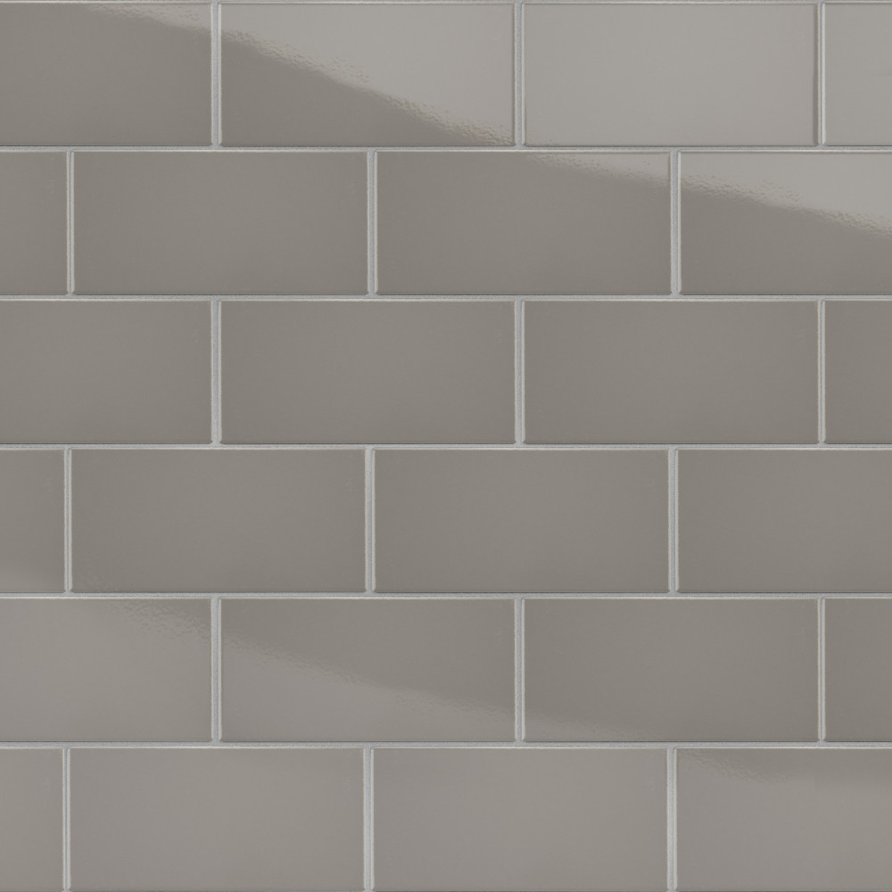 Piscina Brick Glossy Dark Grey 9.63x19.5 Rectangle Porcelain Floor and Wall Digital Pattern