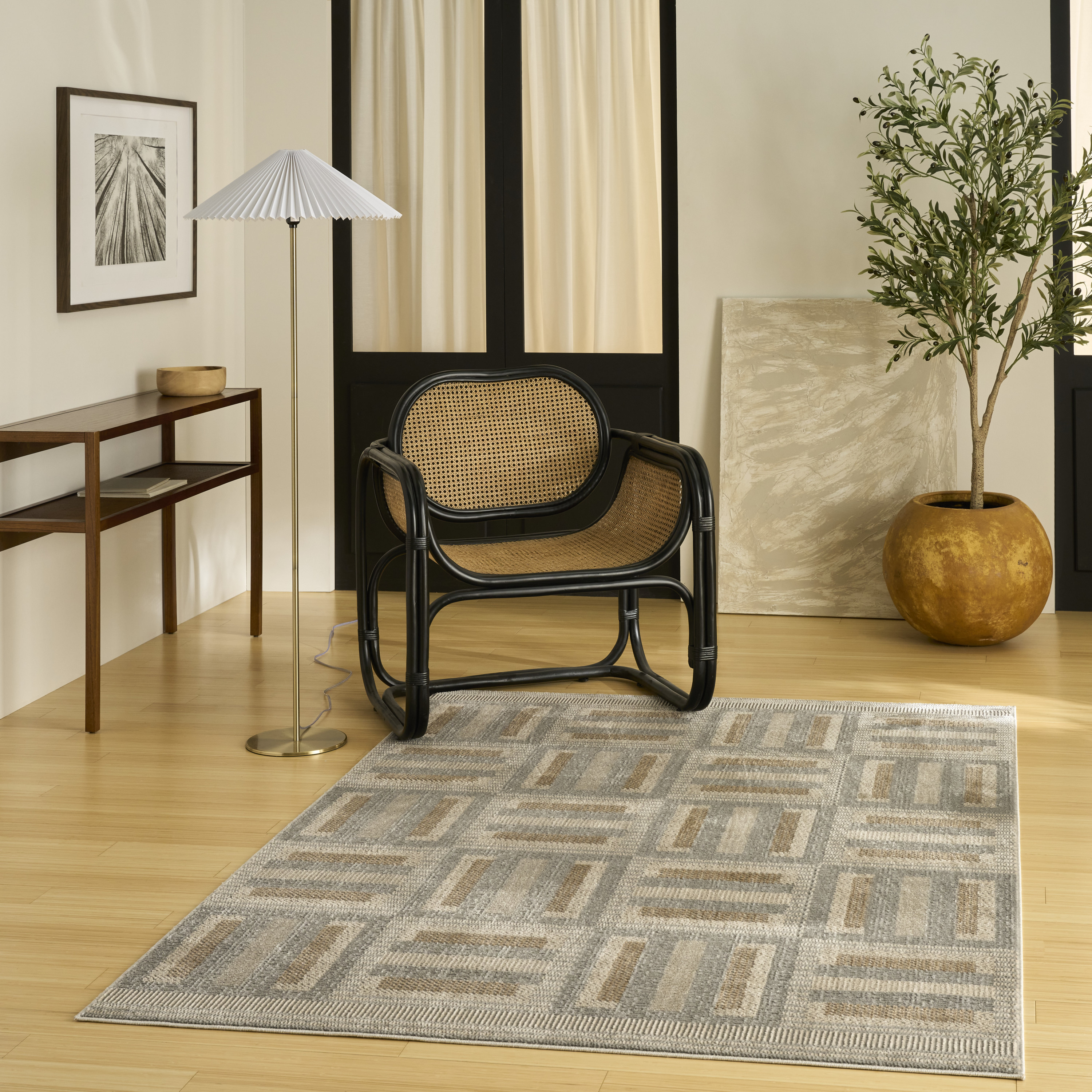 Nourison Nordic 4' x 6' Grey Multicolor Modern Indoor Rug