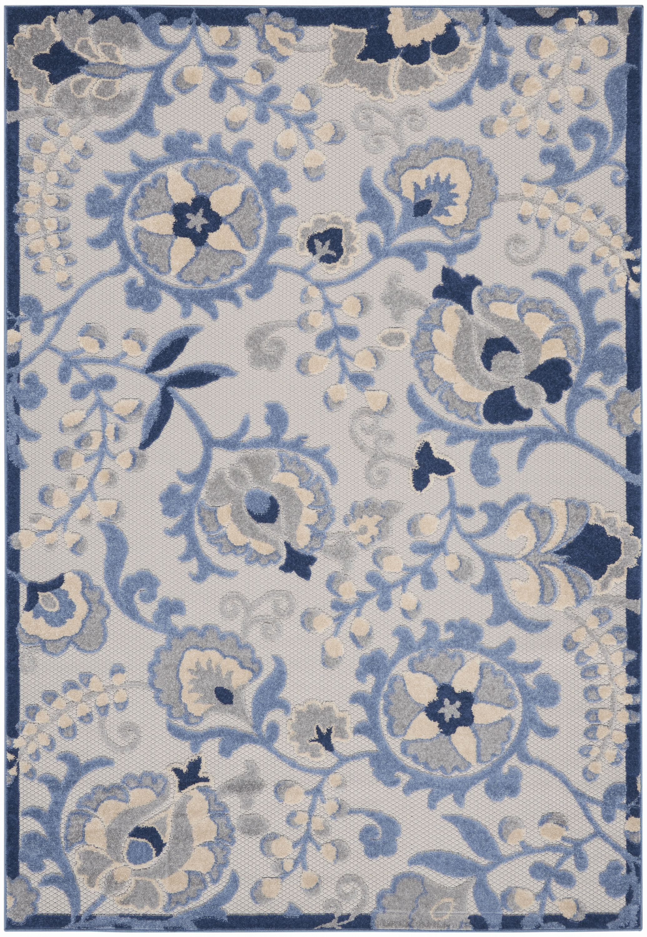 Nourison Aloha 3'6" x 5'6" Blue Grey Farmhouse Rug