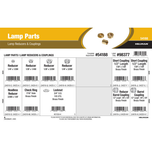 Lamp Parts Assortment (Lamp Reducers & Couplings)