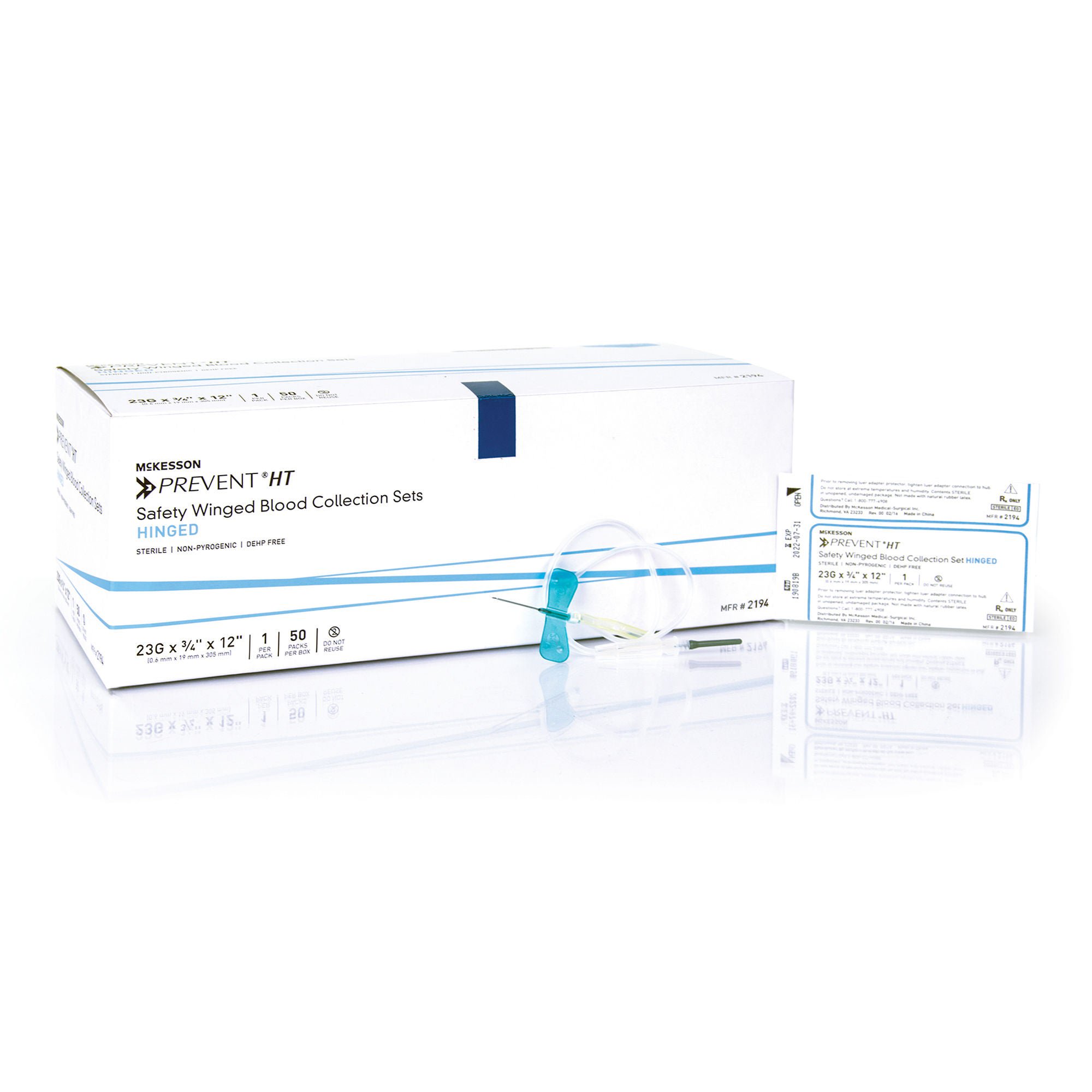 McKesson Prevent® Blood Collection Set, 23 Gauge, ¾-inch needle length