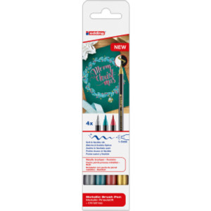 1340 Series Metallic Brush Pens, Christmas Colors, Set of 4